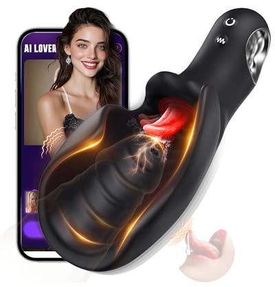 Sex Spielzeug für die Männer Masturbator, Upgraded Flügeldesign Zungenlecken Flattern Masturbatoren mit 10 Vibrationsmodi, Masturbieren für Männer Sex Toys Vibratorensets mit AI Smart APP Steuerung