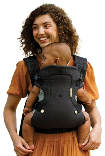 Infantino Mochila Portabebé Flip Advanced 4-en-1: Ergonómica, Convertible, Adaptable a lo Largo de los Años, para Recién nacidos y bebés mayores de 3,6-14,5 kg, Negro y Oro