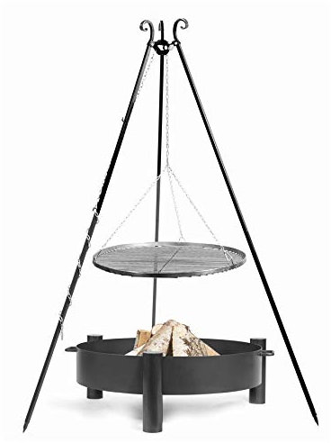 Korono 2 in 1 Schwenk Grill 180 cm Kettenzug Dreibein & Feuerschale - Rost 80 cm & Schale 80 cm - stilvolles grillen in Atmosphäre