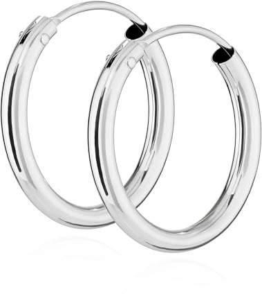 NKlaus Paar 585 Gold weißgold Creolen 16mm Ohrringe 1,8mm Stärke Ohrschmuck rund 2566