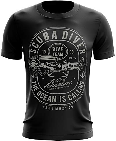 Stylotex Fitness T-Shirt Herren Sport Shirt Scuba Diver Dive Team Gym Tshirts für Performance beim Training | Männer Kurzarm | Funktionelle Sport Bekleidung, Farbe:schwarz, Größe:XXL