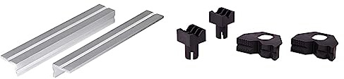 Wolfcraft 6171000 Mordazas de tornillo de banco en aluminio, 2 piezas plata + 6174000 4 mordazas de plástico