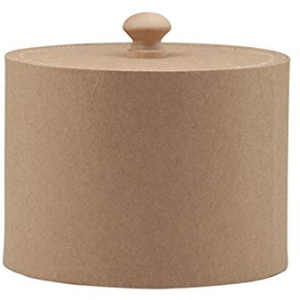 Runde Box aus naturfarbener Pappe, mit Deckel, ca. 13,5 x 10 cm groß, als Geschenkschachtel, zur Aufbewahrung oder als Schmuckkästchen, kann individuell gestaltet werden