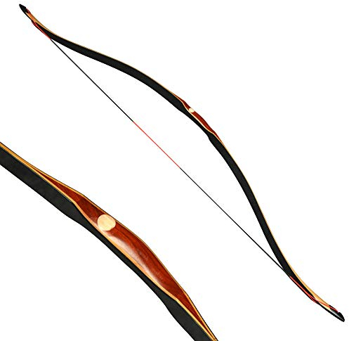 MILAEM Bogenschießen Traditioneller hölzerner Langbogen 20-50lb Jagdbogen Sportbogen Handgefertigter Recurve Bogen Einteiliger Horse Bogen für rechte und Linke Hand (25lb)