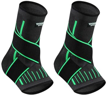1 par ankelbandage för kvinnor och män, justerbart ankelbandage, fotbandage, bandage fotled, fotledsbandage för sport, ledvärk (grön)