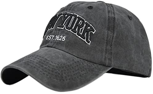 YULOONG Vintage Baseball Cap Stickerei NEW YORK Washed Denim Trucker Cap 100% Baumwolle Sonnenhut für Herren Damen Einstellbar