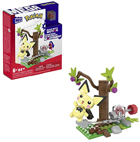 Mega Pokémon Búsqueda en el Bosque de Pichu, Juego de construcción 84 Piezas con 1 Figura de acción de Personaje construible y articulada con Movimiento, HPB59