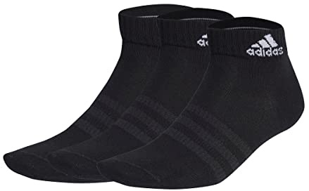 adidas Unisex Thin and Light Ankle Socks 3 Pairs, Black / White, 13-14.5