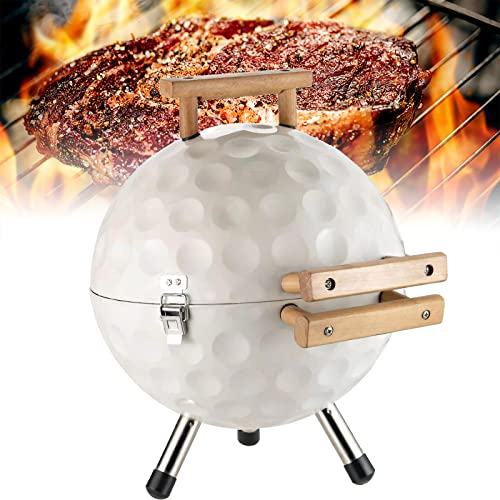 Barbecue Grill Tragbarer Holzkohleofen in Golfform Kugelgrill Runder Holzkohlegrill im Freien Faltbarer Kebabherd BBQ Grill, für Garten Camping Kochen und Grillen im Freien
