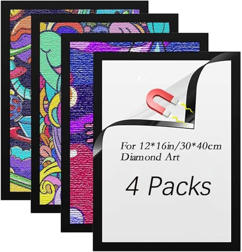mumisuto Diamond Painting Rahmen, 4 Packungen Bilderrahmen Diamant Kunstrahmen Diamant Painting Bilder Rahmen 5D Diamond Painting Bilderrahmenn Selbstklebend Magnetisch Bilderrahmen (Groß)