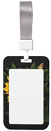 Weed with Sunflower Badge Holder with Lanyard Hard Case ID Protector Bage Vertical Lanyard Namensschild Halter