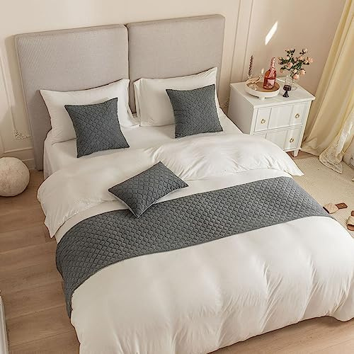 Morbuy Jacquard Reversible Hotel Corredor de Cama Camino de Cama Bufanda Colcha/Funda de Almohada Ropa de Cama Protector Bedroom Decoration (45x45cm (Funda de Almohada),Gris)