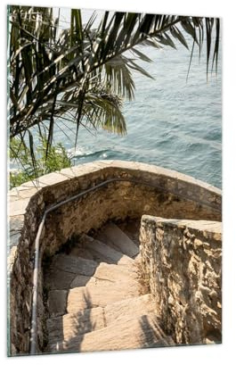 Moderne Impression sur Verre 70x100cm Image Tableau en Verre Decoration Murale Scale Discesa Mare Grand Tableaux Decoratifs Muraux Chambre Cuisine Vertical Deco Salon Art Wall Decor GPA70x100-6216