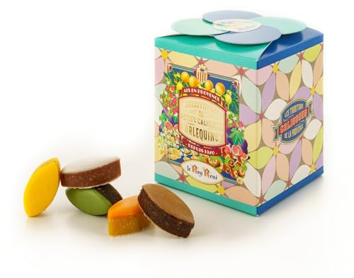 LE ROY RENÉ Epicerie Fine - Petits Calissons d’Aix aux fruits Arlequins : Fruits selon format : (Boite carton 125g : Citron, figue, framboise, noisette cacao, orange, et nature.)
