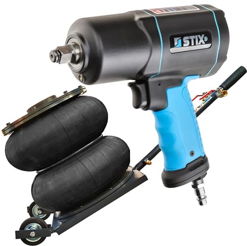 STIX Cric pneumatique Professionnel 8 tonnes avec clé à Chocs à air comprimé 2200Nm avec poignée Ergonomique et Accessoires