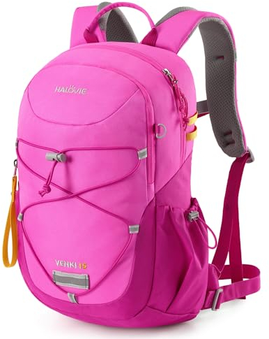 HALOVIE Kinderrucksack 15L für 6-10 Jährige Jungen und Mädchen, Wanderrucksack Kinder mit Brustgurt