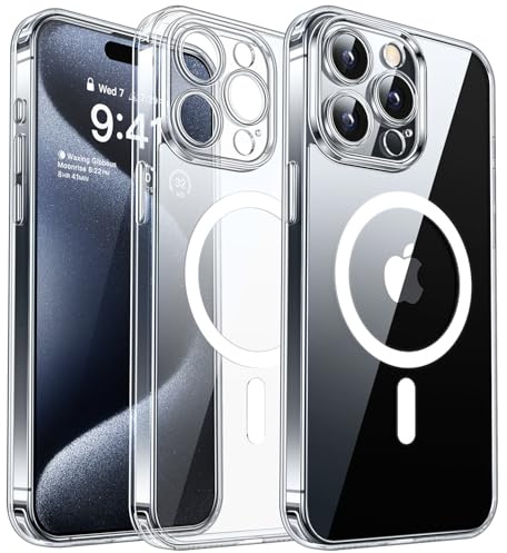 CANSHN für iPhone 15 Pro Hülle mit Kameraschutz, Transparent