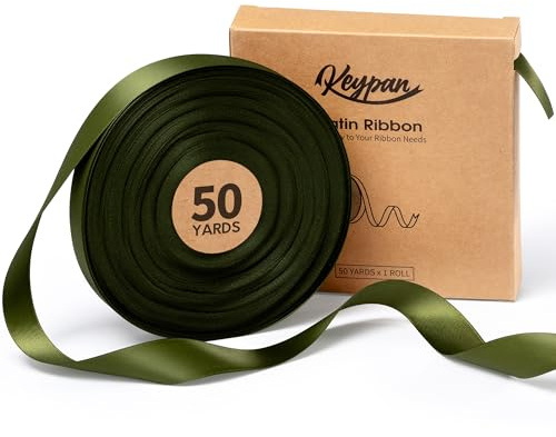 Keypan Satinband Moosgrün Geschenkband Schleifenband 22mm x 45,7m | Doppelseitiges Seidenband für Geschenkband Hochzeit, Weihnachten, Blumensträuße, Schleifen