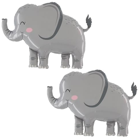 VIKY® 2 Stk Elefant Folienballon Tiere,Elefant Luftballons Tiere Formen,Waldtiere Elefant Geburtstag Luftballons,Dschungel Deko Geburtstag,Elefanten Deko Ballon für Babyparty,Safari Tiere Thema Party