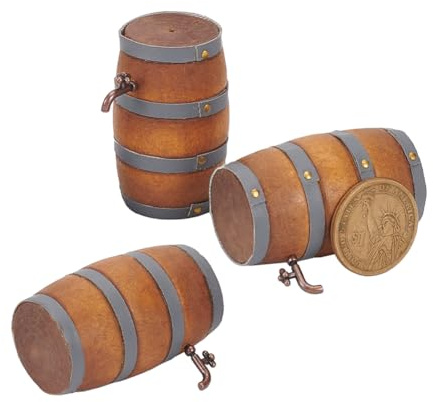 NBEADS 3 Pz di Barile di Legno In Miniatura, 3.2x5cm Mini Casa Accessori per Bevande con Rubinetto Barile di Birra Figurina Modello per Giardino Delle Fate Bar Decorazione Oktoberfest Decor