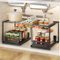 YunNasi Organizador Bajo Fregadero, Armario 2 Niveles Metal Ampliable Estantería Bajo Fregadero, Bandeja Extraible Mueble Almacenaje para Cocina Baño (Negro, B-Estilo)