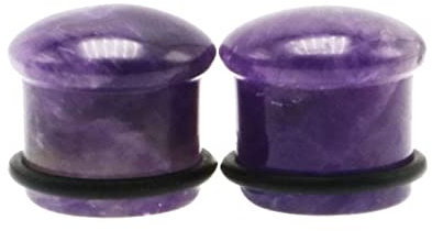 Grewod Tunnel Herren, Stein Lila Ohr Tunnel Damen Flesh Tunnel Ohr Plug Ohr Expander Piercing Schmuck 8MM, 2 Stk