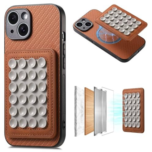 GoodcAcy Fundas Motorola Moto E40 Carcasa Caja Case Estuche, Soporte para Teléfono con Ventosa, Soporte para Teléfono con Espejo Autoadhesivo Manos Libres-Marrón