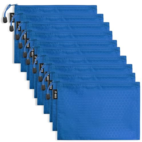LUHIUMOYA A4-Stück Dokumententasche, Wasserdicht Dokumententasche mit Reißverschluss,Beutel für Papier, Dokumente, Datei, Kosmetika, Hausaufgaben（Blau）