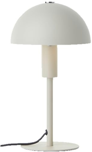 Lightbox Pilz-Tischlampe | 27 cm Höhe, Ø 15 cm | Home Office Schreibtischlampe mit Wipp-Schalter | Mini LED Lampe als Nachttischlampe für das Schlafzimmer | E14 | aus Metall in Beige