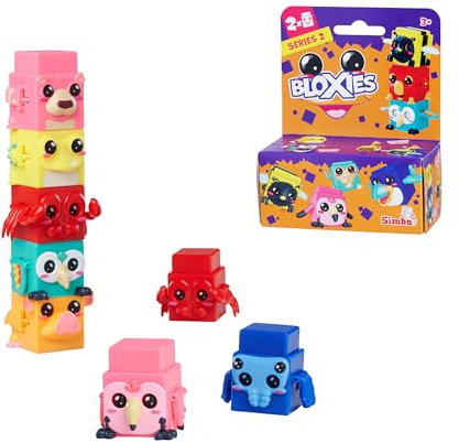 Bloxies Figuras (2 unidades) - Serie II, 4,5 cm de bloques de construcción de animales para apilar y coleccionar con efecto de movimiento, juguete para niños a partir de 3 años, selección al azar