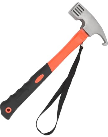 Claw Hammer, Framing Hammer with Anti-Slip Rubber Handle and Hanging Rope for Outdoor & Household Use (Orange)
