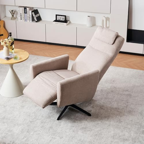 Sillón de relax cómodo con función reclinable – Sillón de chenilla con reposapiés, sofá moderno, sillón de lactancia giratorio y sillón para salón (gris)