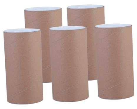 Pappröhren 5 Stück aus Kraftpapier für Dokumentenversand und Zeichnungen | Druckfest, Glatte Kanten, ohne Grate, Kaffeefarbene Ausführung, Geeignet für Versandrollen und Verpackungsmaterial