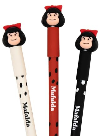 Mr. Wonderful - Set de 3 bolis borrables Bo-Bo - Mafalda - Tinta negro, azul, rojo