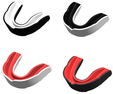 4 unidades de protectores bucales para boxeo, protector bucal deportivo para adultos y niños, protector bucal reutilizable para boxeo, MMA, artes marciales, hockey, fútbol, negro, blanco, rojo