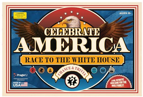 PragerU: Celebrate America - Race to The White House Board Game, USA Trivia Game, America’s 250th Anniversary Edition, Families & Kids 8+, 2+ Players, Made in America