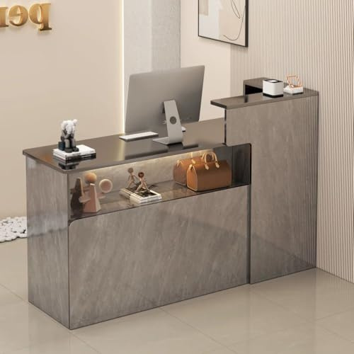 CMHYBS Generisch Empfangstresen, L-förmiger Tresen mit großem Stauraum ideal für Salon, Empfangsraum oder Büro Kassentheke und Empfangstisch,C,120cm/47.2in