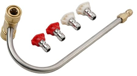 Opatiny Nettoyeur de gouttière avec 4 embouts (0 et 40), 35,6 cm, déconnexion rapide, 4000 psi, laiton et acier inoxydable, marques