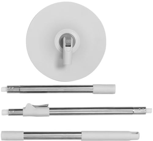 DIYEAH Balai Serpillière Rotatif Ménager Blanc en Acier Inoxydable et Plastique, Pratique et Évitant Rayures, pour Sols Carrelés et Parquet Dur