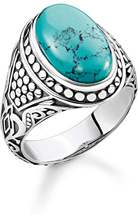 THOMAS SABO Unisex-Ring Türkis 925er Sterlingsilber geschwärzt TR2241-878-17-54