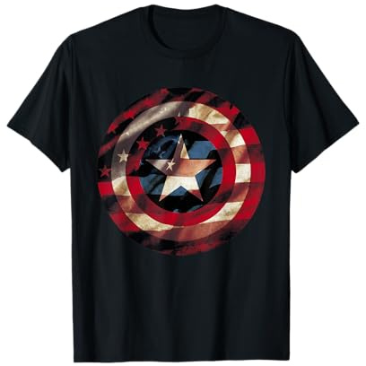 Marvel Captain America Avengers Shield Flag Graphic T-Shirt