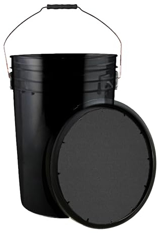 Champion Sports 6 Gallon Bucket with Padded Soft Seat Lid - Durable Construction - Balls Not Included - Ideal for Baseball, Softball, T-Ball, Practice Balls, and Lacrosse – Black