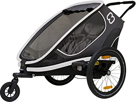 Hamax Outback Two Seat Reclining Multi-Sport Child Bike Trailer + Stroller (Jogger Wheel Sold Separately) (Grey/Black)