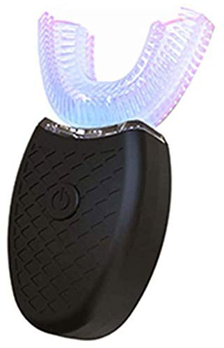 Ultrasonic Toothbrush, 360° Automatic Teeth Whitening Brush Wireless Electric Tooth U Type Clean Brush Charging for Kids Adults (Black)