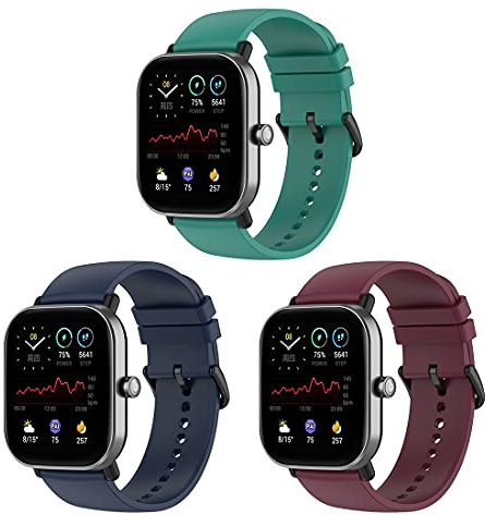 Bexido Armband Kompatibel mit Amazfit GTS/GTS 2/GTS 2e/GTS 2 Mini/GTR 42MM/Amazfit Bip U Pro/Bip S/Bip Lite, [3 Stück] 20mm Weiches Silikon Armbänder Ersatzarmband Uhrenarmband