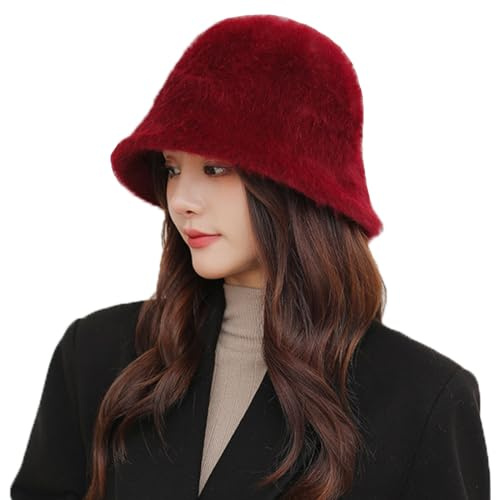 Wintermütze Damen Glockenhut Winter Warm Eimerhut Kunstfell Winterhut Mädchen Kunstfellmütze Modern Damenmütze Flauschig Weich Pelzmütze Winddicht Schlapphut Bucket Topfhut Herbst Damenhut Outdoor