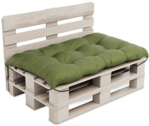 MOLTICO Palettenkissen Palettenauflagen Gesteppt Wasserdicht - Indoor und Outdoor - Sitzkissen 120x80x14 cm - Grün
