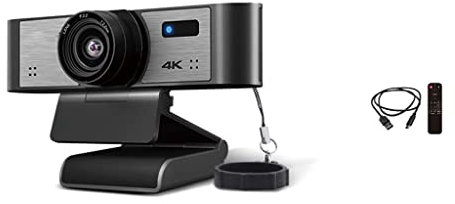 HSQMA Webcam 4K avec Cadrage Automatique AI for Conférence Et Enregistrement Webcam Webcam Ultra Grand Angle Microphone Double Webcam Intégré Couverture De Confidentialité, avec Zoom Numérique 8X
