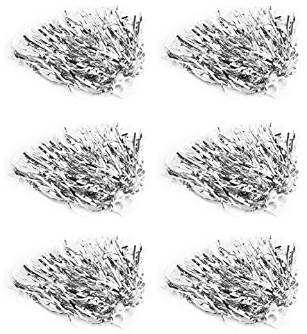 Cheerleading Pom Poms, 6 Stück PET Cheerleading Squad Spirited Fun Poms Pompons Cheer Kostüm Zubehör für Cheer Sport Erwachsene Team(Silber)