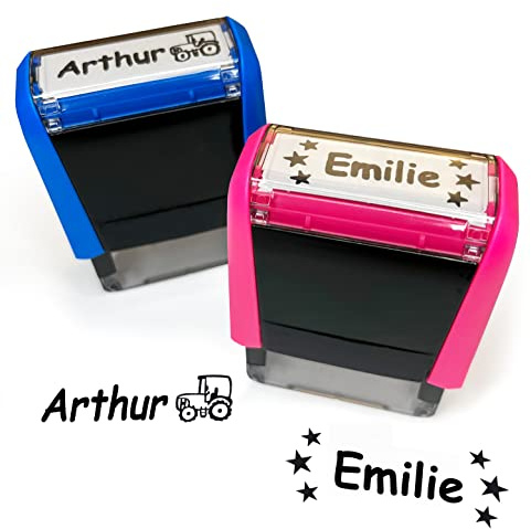 Unikatolo Kinderstempel mit Name & Motiv personalisiert, Stempel für Kleidung, Textilien und Papier Namensstempel Kinder Geschenk Kleinigkeit Nikolaus Adventskalender Textilstempel Kita und Schule